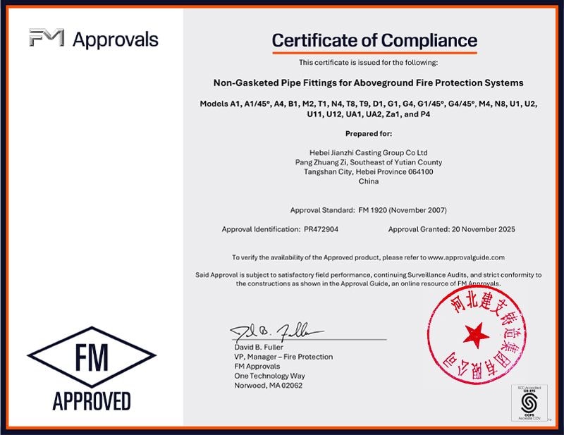 FM Approval certificate